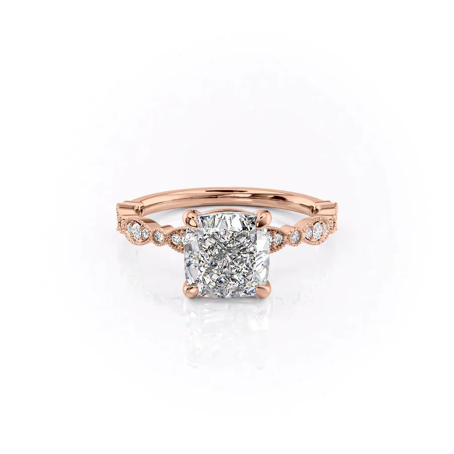 The Jasmine Set With A 1.5 Carat Cushion Lab Diamond