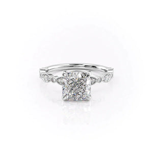 The Jasmine Set With A 1 Carat Cushion Lab Diamond
