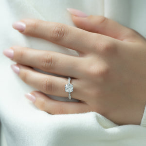 The Jasmine Set With A 2.5 Carat Cushion Lab Diamond