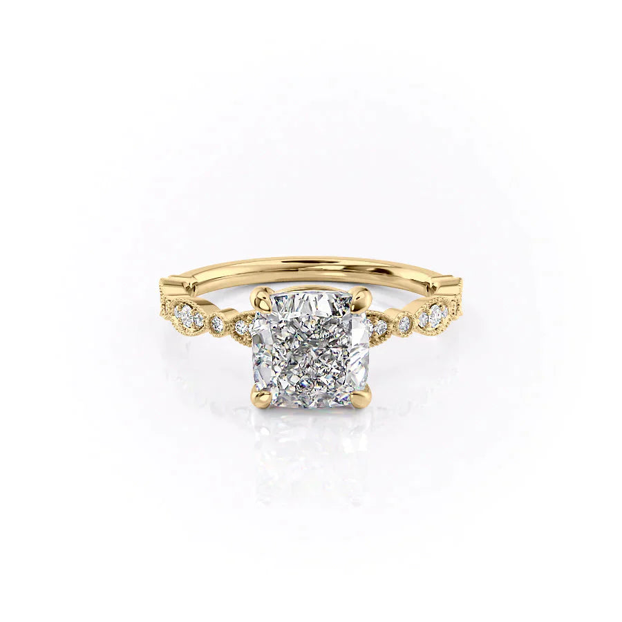 The Jasmine Set With A 1 Carat Cushion Lab Diamond