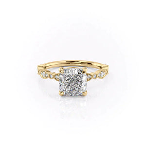 The Jasmine Set With A 3 Carat Cushion Lab Diamond
