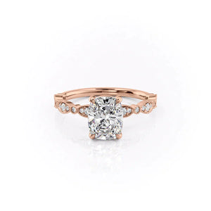 The Jasmine Set With A 3 Carat Elongated Cushion Lab Diamond