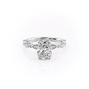 The Jasmine Set With A 3 Carat Elongated Cushion Lab Diamond