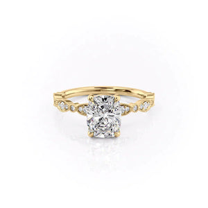 The Jasmine Set With A 2 Carat Elongated Cushion Lab Diamond