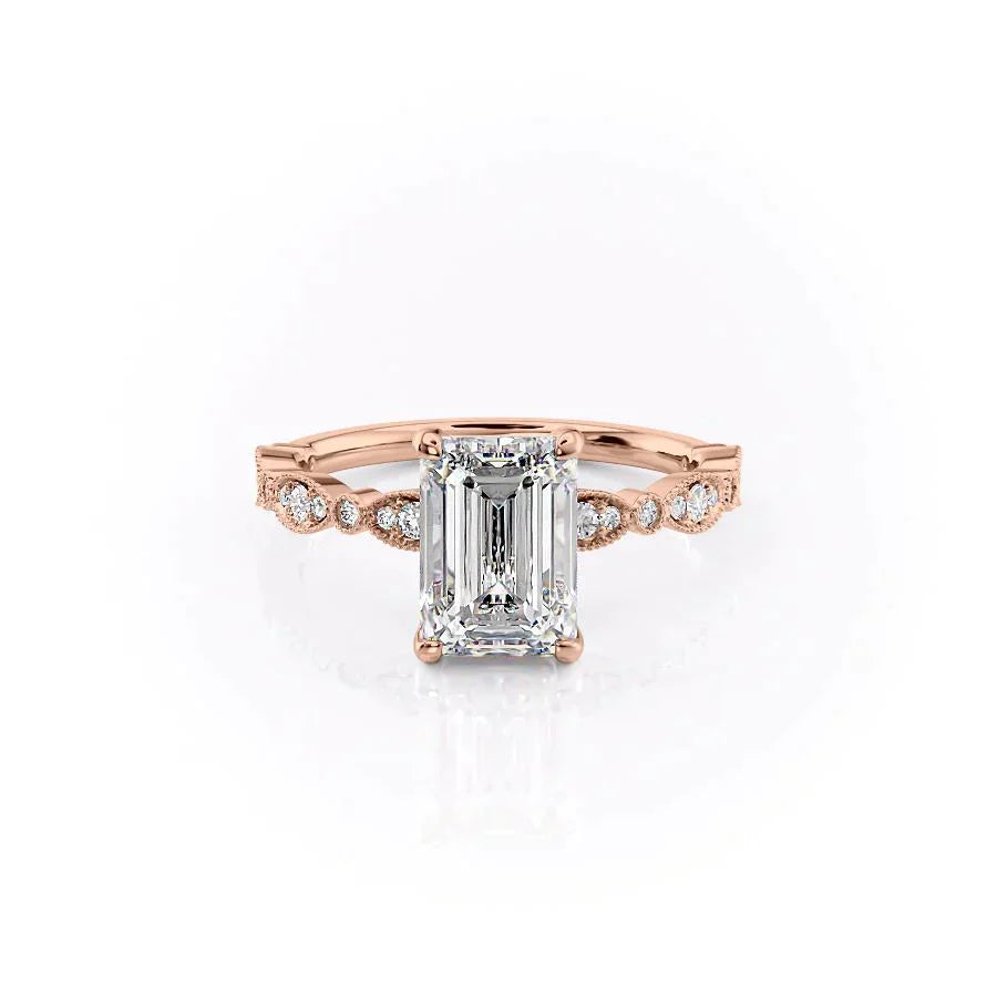 The Jasmine Set With A 2.5 Carat Emerald Lab Diamond