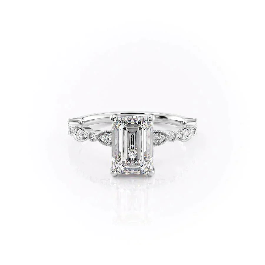 The Jasmine Set With A 1.5 Carat Emerald Lab Diamond