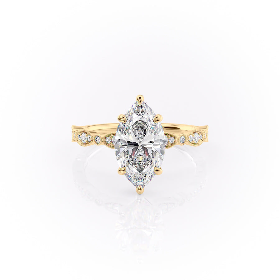 The Jasmine Set With A 3 Carat Marquise Lab Diamond