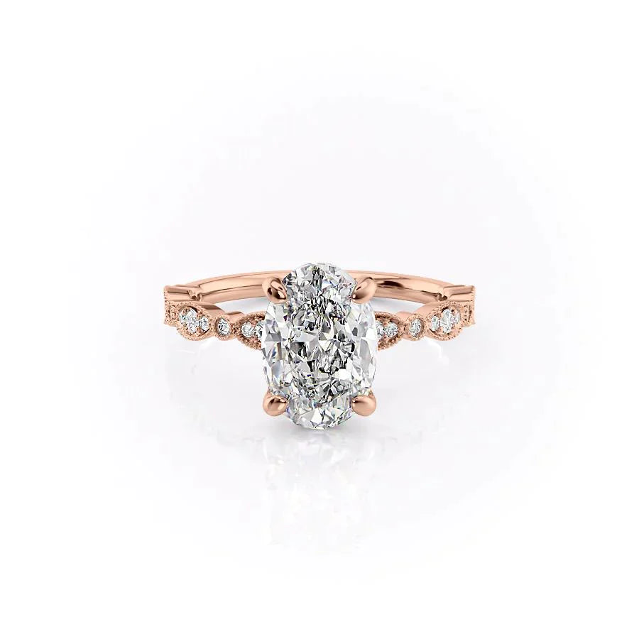 The Jasmine Set With A 1.5 Carat Oval Lab Diamond