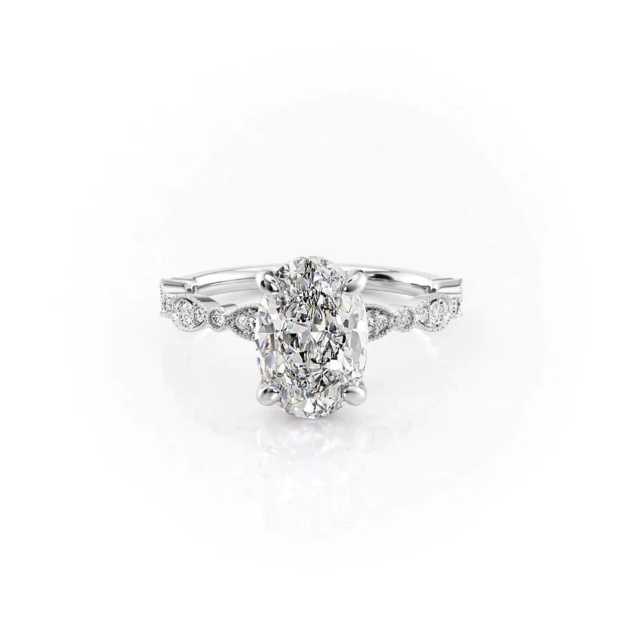 The Jasmine Set With A 1 Carat Oval Lab Diamond