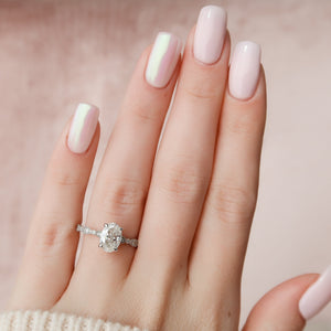 The Jasmine Set With A 1.5 Carat Oval Lab Diamond