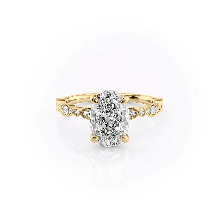 The Jasmine Set With A 1.5 Carat Oval Lab Diamond