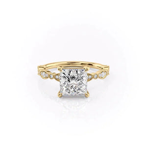The Jasmine Set With A 3 Carat Princess Lab Diamond