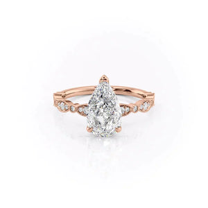 The Jasmine Set With A 3 Carat Pear Lab Diamond