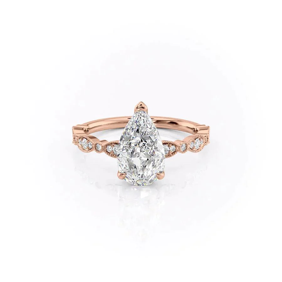 The Jasmine Set With A 2.5 Carat Pear Lab Diamond