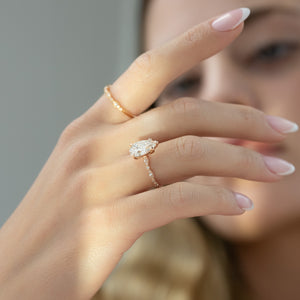 The Jasmine Set With A 1.5 Carat Pear Lab Diamond
