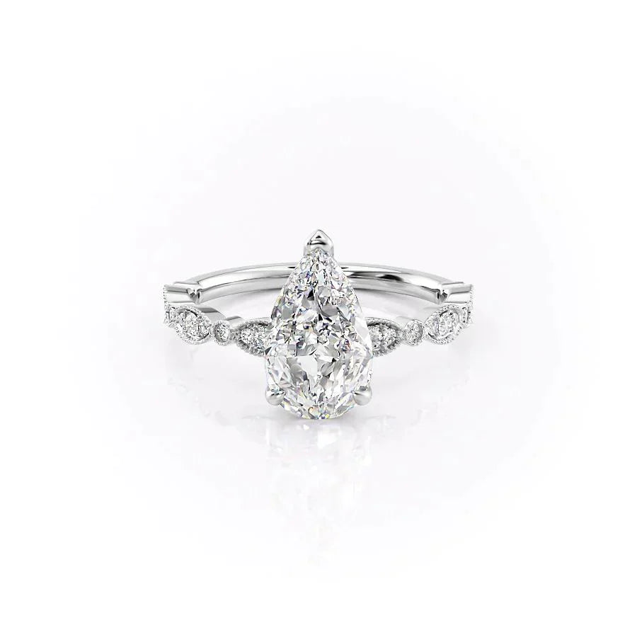 The Jasmine Set With A 2.5 Carat Pear Lab Diamond