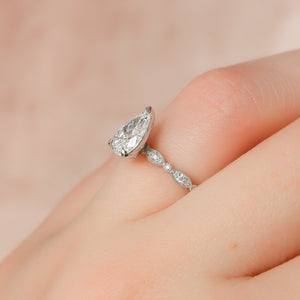 The Jasmine Set With A 1.5 Carat Pear Lab Diamond