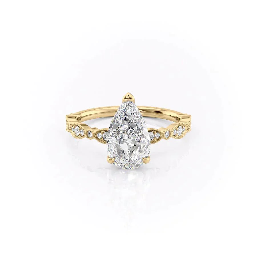 The Jasmine Set With A 1 Carat Pear Lab Diamond