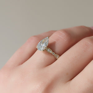 The Jasmine Set With A 1 Carat Pear Lab Diamond