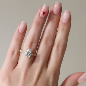 The Jasmine Set With A 1 Carat Pear Lab Diamond