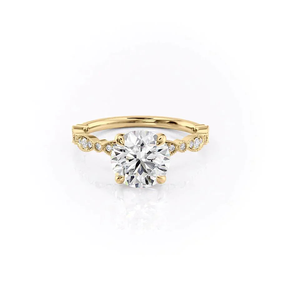The Jasmine Set With A 3 Carat Round Lab Diamond