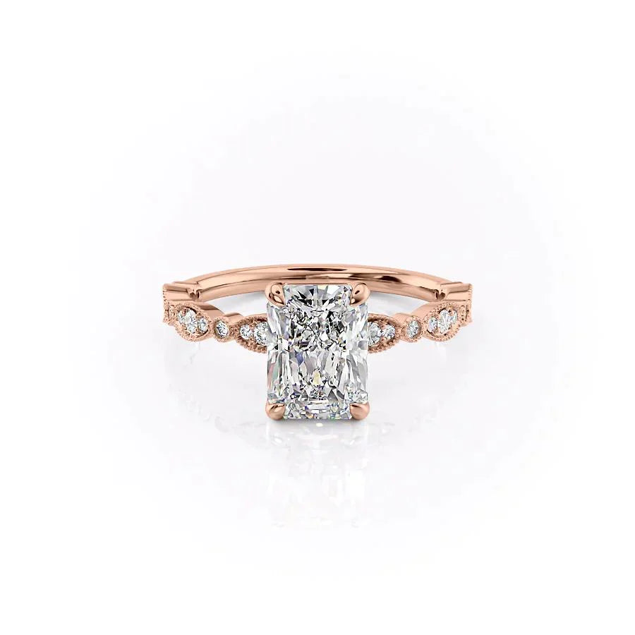 The Jasmine Set With A 2.5 Carat Radiant Lab Diamond