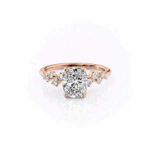 The Mia Set With A 2 Carat Elongated Cushion Lab Diamond