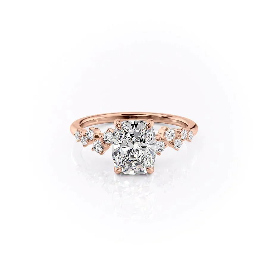 The Mia Set With A 1 Carat Elongated Cushion Lab Diamond