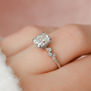 The Mia Set With A Elongated Cushion Moissanite