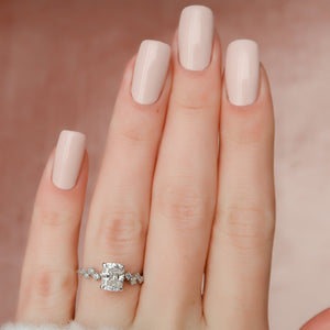 The Mia Set With A 1 Carat Elongated Cushion Lab Diamond