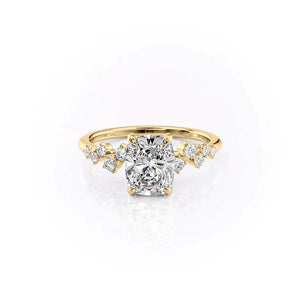 The Mia Set With A 2.5 Carat Elongated Cushion Lab Diamond