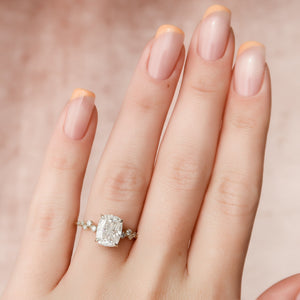 The Mia Set With A Elongated Cushion Moissanite