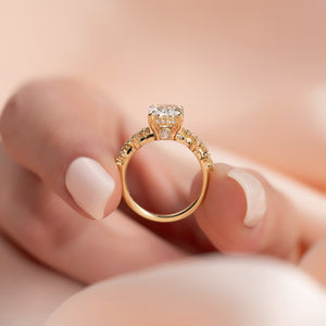 The Mia Set With A 2 Carat Elongated Cushion Lab Diamond