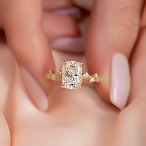 The Mia Set With A Elongated Cushion Moissanite