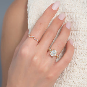 The Mia Set With A Elongated Cushion Moissanite
