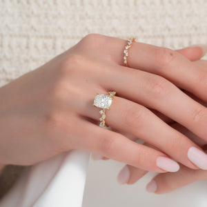 The Mia Set With A 2 Carat Elongated Cushion Lab Diamond