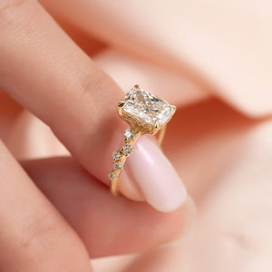 The Mia Set With A 2 Carat Elongated Cushion Lab Diamond