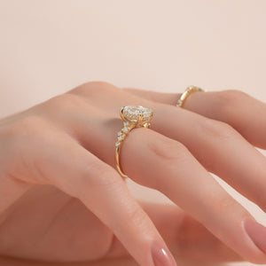 The Mia Set With A Elongated Cushion Moissanite