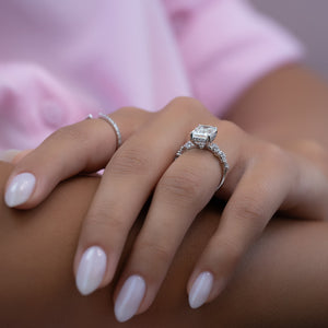 The Mia Set With A 1.5 Carat Emerald Lab Diamond