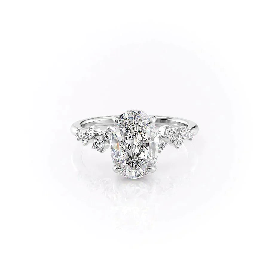 The Mia Set With A 1.5 Carat Oval Lab Diamond