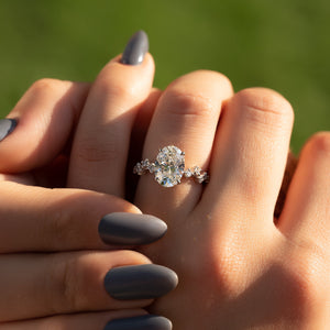 The Mia Set With A 1.5 Carat Oval Lab Diamond