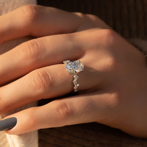 The Mia Set With A 1.5 Carat Oval Lab Diamond