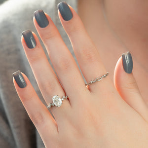 The Mia Set With A 1.5 Carat Oval Lab Diamond