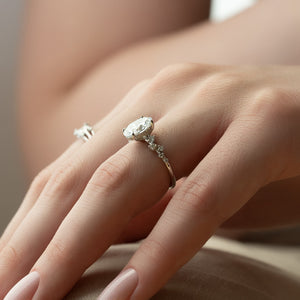 The Mia Set With A 1.5 Carat Oval Lab Diamond