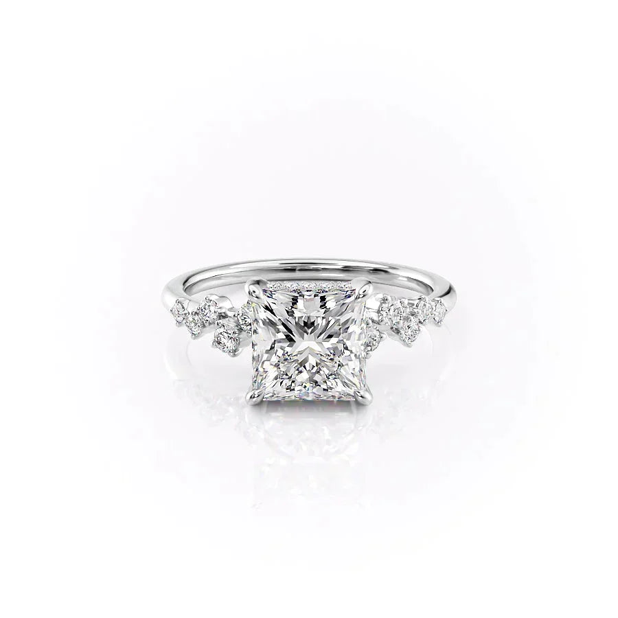 The Mia Set With A 2.5 Carat Princess Lab Diamond