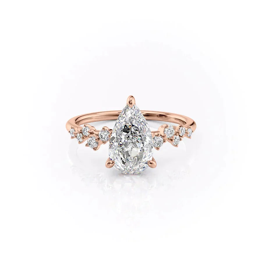 The Mia Set With A 3 Carat Pear Lab Diamond