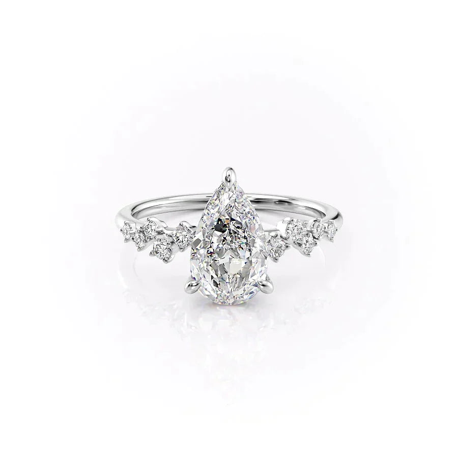 The Mia Set With A 3 Carat Pear Lab Diamond