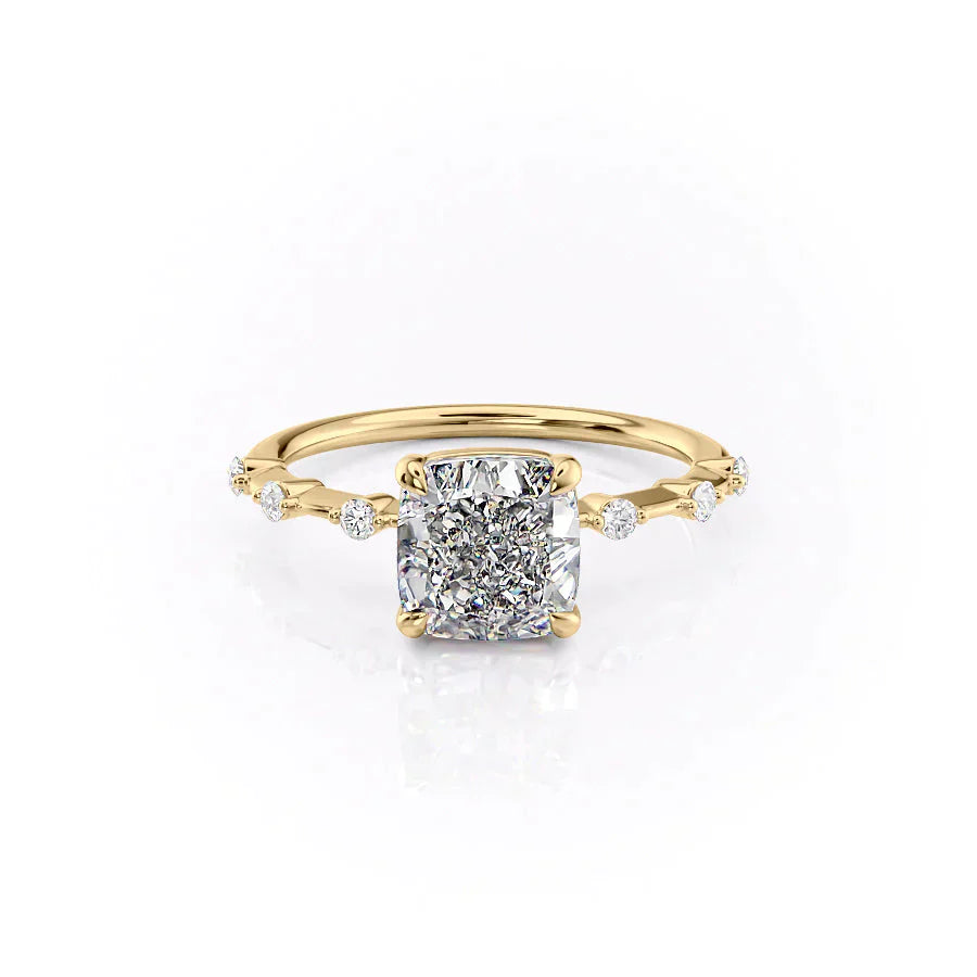 The Penelope Set With A 3 Carat Cushion Lab Diamond