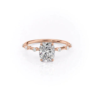 The Penelope Set With A 3.5 Carat Elongated Cushion Moissanite