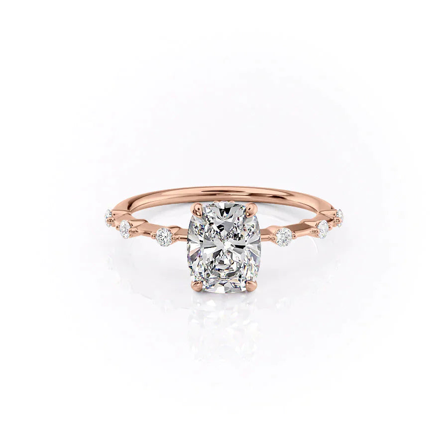 The Penelope Set With A 4.5 Carat Elongated Cushion Moissanite